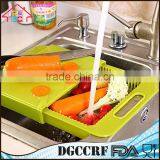 NBRSC Multi-Function Over The Sink Cutting Board Strainer Plastic Kitchen Tool thumbnail-1