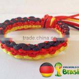 2017 Handmade World Cup Black Red Yellow Square Paracord Solomon Bar Macrame Hemp Knotted Bracelet Made in China