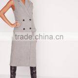 Women Fashion Double Breasted Sleeveless Wool Maxi Coat thumbnail-1