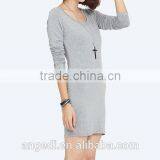 Skinny Fit Women Long Sleeve Home Dress Cotton Korean Stretch Style Long t Shirt thumbnail-3