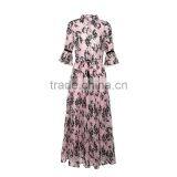 Maxnegio Printed Maxi Chiffon Long Pink Beach Dress thumbnail-6
