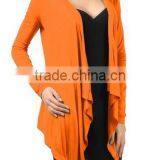 Plus Size Women Clothing Stretch Fabric Draping Long Sleeve Open Cardigan 2016 Women thumbnail-3