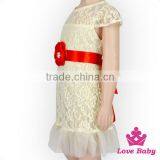 Popular Children Summer Skirt Short Sleeve Lace Floral Patterns Free Formal Lace Wedding Dress With Bow Blet thumbnail-3