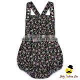 Summer Boutique Frock Design Flower Printed Crisscross Back Cotton Infant Newborn Baby Girl Vintage Floral Romper thumbnail-1