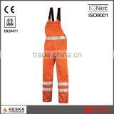 Workwear Men Hivis Bib Pants With 3M Reflective Tape Pass Certification ENISO20471