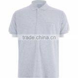 Blank Design Grey Short Sleeve Chest Pocket Pique Polo Shirt Men thumbnail-1