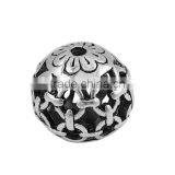 Zinc Based Alloy Spacer Beads Round Antique Silver Flower thumbnail-1