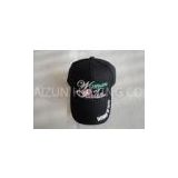 Black 3d Embroidery Baseball Caps With Metal Buckle, Promotional 6 Panel Cotton Baseball Caps