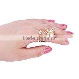 Gold&Silver-plated Alloy Rhinestone Butterfly Knuckle Spiral Rings thumbnail-2