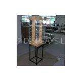Free Standing Sunglasses Display Case Lighting With Wood Top Metal Base