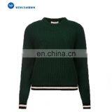 All-over Ribbing Crew Neck Wool Cashmere Blend Sweater With High Quality Wool Sweater