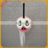 Hot sale monster face mink fur keychain for bag charm fashion accessory for bag