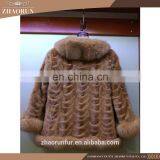 2016 Winter Dyed Mink Fur Coat Jacket Lady Elegant Real Mink Parka With Fox Fur Collar thumbnail-3