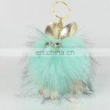 Hot Sales Wholesale Fluffy Faux Fox Fur Pom Poms Keychain Bird Shape Pom Pom Ball Pendant for Woman Cellphone/handbag/hats/Car thumbnail-2