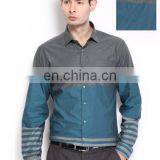 Men Grey & Teal Blue Slim Fit Formal Shirt thumbnail-1