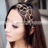 Gold Plated 2 Layer Chain Headband Hair Accessories Double Layers Thick Chain Hair Band for Ladies thumbnail-5