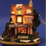 Christmas Church House With LED Lights Coffee Shop Musical Ski Scene With Polyresin Christmas House Decoration thumbnail-2