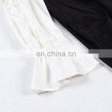 TWOTWINSTYLE 2019 Black Hit White Ruffles Sleeve off the Shoulder Slash Collar Princess thumbnail-5