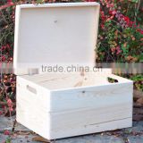 Custom Logo natural color hinging lid pine wood crate with handle