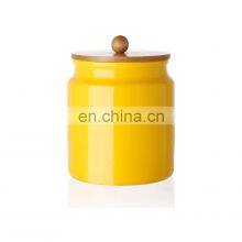 Custom Eco Friendly Decorative Kitchen Handmade Ceramic Sealed Pot Canister With Bamboo Lid thumbnail-5
