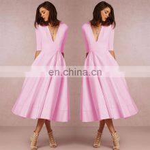 Formal Batwing Sleeve Evening Casual Gown Split Sleeves Smocked Elegant Cocktail Long Maxi Dress thumbnail-3