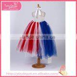 Ruffle Navy Blue Star Decoration Fluffy Voile Girl's Dress Children Frocks Designs thumbnail-3