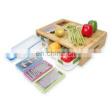 Bamboo Cutting Board With Drawers 3 Food Storage With Air-Tight Lid thumbnail-3