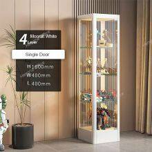 Moonlit White Glass Display Cabinet 4 Layers Single Door H1600mm×W500mm×L600mm for Collectibles Wholesale - B2B Supplier thumbnail-4