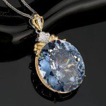 Hundred Cut Oval Pendant Necklace Sparkling 25*30mm Big Egg 5A Grade Stone With 55cm Neck Chain Fashion Jewelry Accessories thumbnail-5