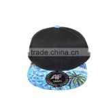 Black Crown baby blue ocean green palm tree waves Lid Brim snapback hat