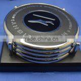 Hot Alloy Coffee Tea Cup Mug Coaster Bar Tableware Drink Holder Mat , 4 Pcs Coaster Set With Metal Holder