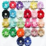 Handmade 2.5" chffon fabric flower with beads center,girly chiffon hair decorative flower                        
                                                Quality Choice