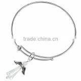 Silver Tone Winged And Genuine Aurora Borealis Crystal Angel Charm Chain Link Bracelet thumbnail-5