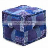 Natural Furnish Blue Patchwork Designer Pouf thumbnail-1