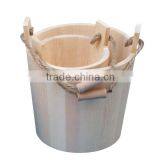 Wholesales Unfinished Handmade Paulownia Wooden Sauna Buckets With Handle