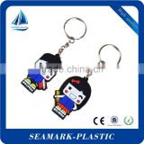 2016 most popular custom made soft pvc keyholder rubber keychain for couples