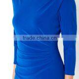 Royal Blue Formal Ladies Dress/half Sleeve Midi Length Latest Dress thumbnail-4
