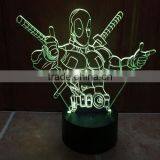 3D Optical Night Light Deadpool 7 RGB Light Colors 10 LEDs AA Battery or DC 5V Mixed Lot thumbnail-4