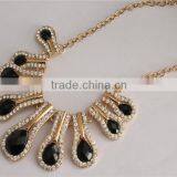 Women Charming Black Water Drop Pendant Necklace Gold Plated Crystal Necklace thumbnail-1