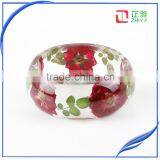 2016 Pressed Dried Real Flowers Clear Resin Bracelet Bangle for Women thumbnail-3
