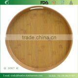 DT027 Two Ear/ Two Handles Round 5 cm High Bamboo Custom Serving Tray