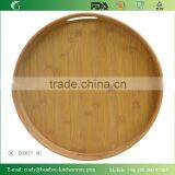 DT027 Two Ear/ Two Handles Round 5 cm High Bamboo Custom Serving Tray thumbnail-1