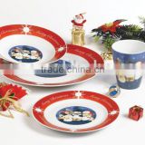 16pcs fine porcelain dinner sets round ceramic christmas decal dinner set
