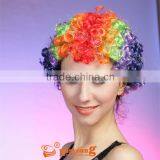 Cheap Synthetic Rainbow Clown Afro Wig, Football Fans Wig thumbnail-2