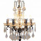 IC6035-6 Antique Black with Gold Spots Crystal Table Lamp French Style Wrought Iron Chandelier