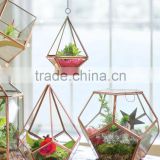 Brass Hanging Decorative Plant Geometric Glass Terrarium for plant holder