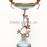 Elegant Design Huge Ceramic Prize Cup With Bronze Bird's Handles, Elegant Blue and White Painting Porcelain Trophy Vase thumbnail-2