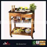Natural Finish E1 MDF With Basket Wooden Kitchen Trolley thumbnail-1
