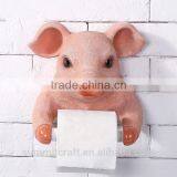 Resin Pink Pig Bust Funny Animal Toilet Paper Holder