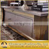 Living Room Golden Metal MDF Top Coffee Table Tea With Drawer thumbnail-2